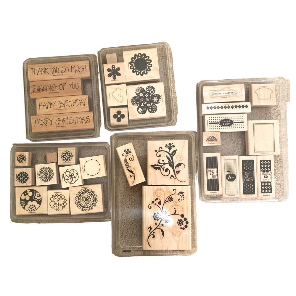 Stampin' Up! Wooden Stationery Stamp Assortment Set Rubber Craft Stamps Cards